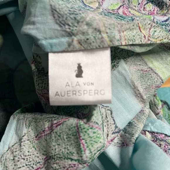 EUC ALA VON AUERSPERG- KATHE COTTON DRESS IN GREEN ISLAND. Size 6 - Picture 6 of 9